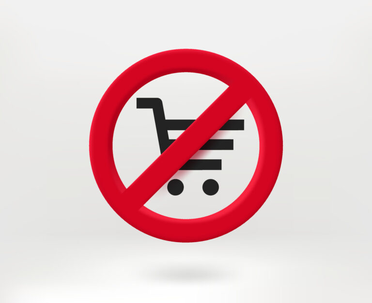 Do Not Buy Now Concept With Shopping Cart 3d Vector Illustration 