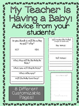 My Teacher Is Having A Baby Advice And Activities For Your Students