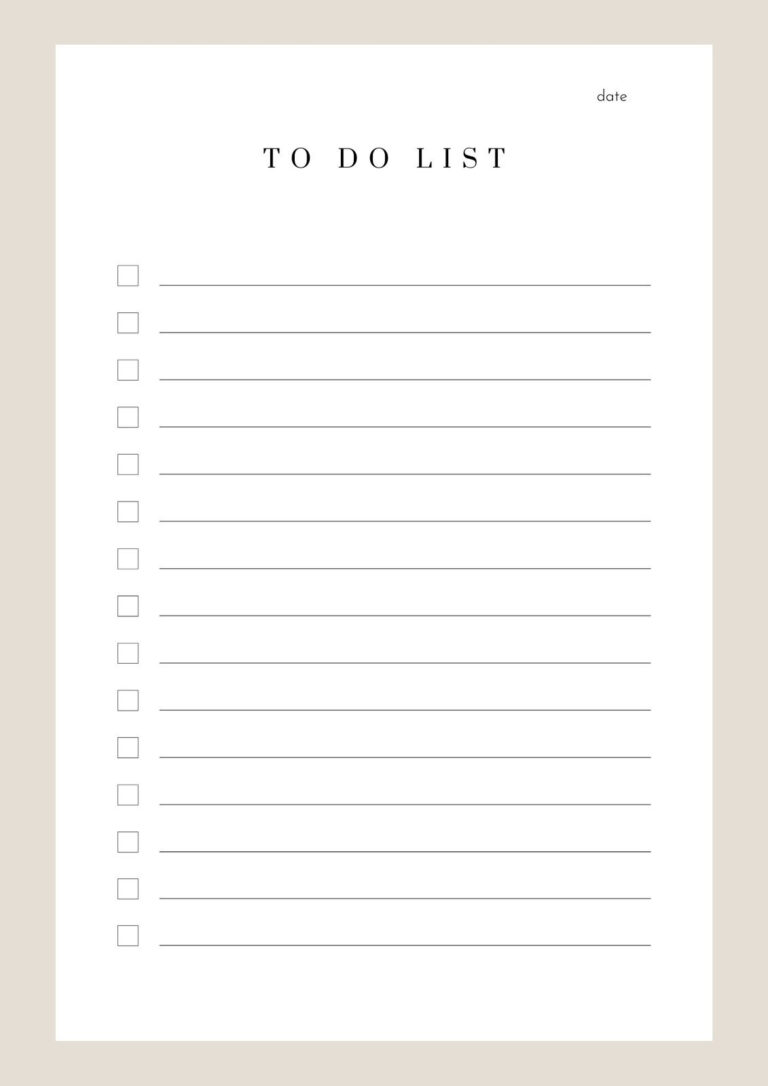 Pretty Printable To Do List