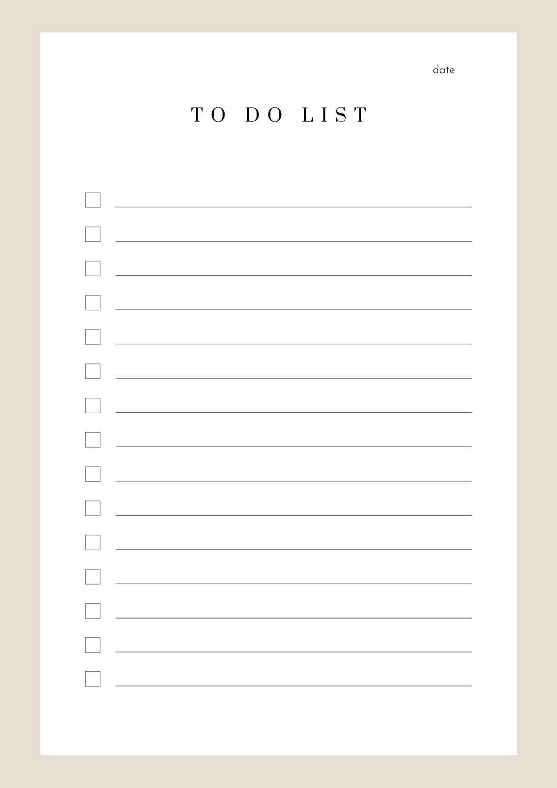 Pretty Printable To Do List