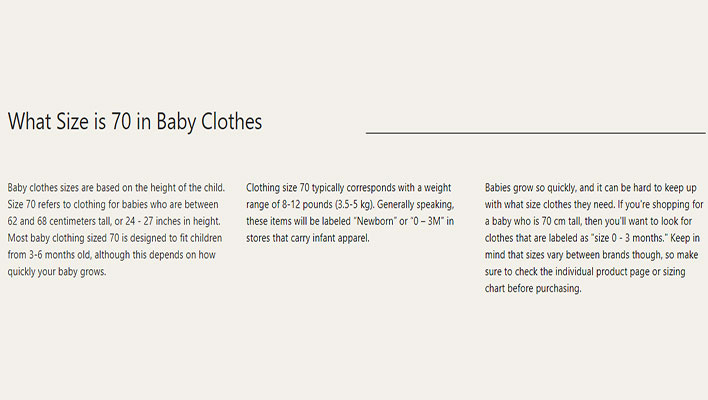 What Size Is 70 In Baby Clothes